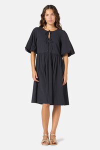 Gorman NZ - Tie Smock Cotton Dress - black