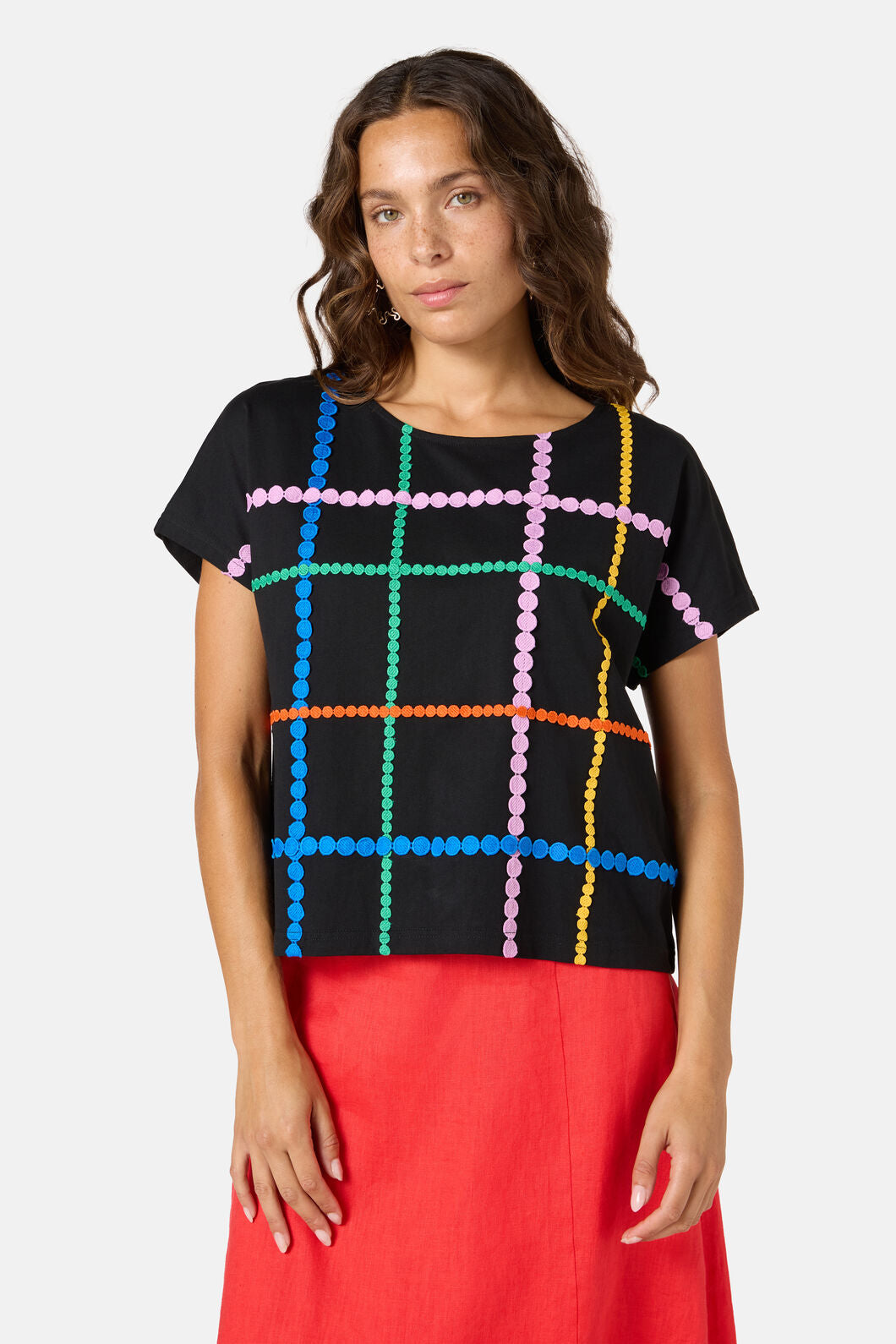 Gorman NZ - Stripe Embroidered Tee - black