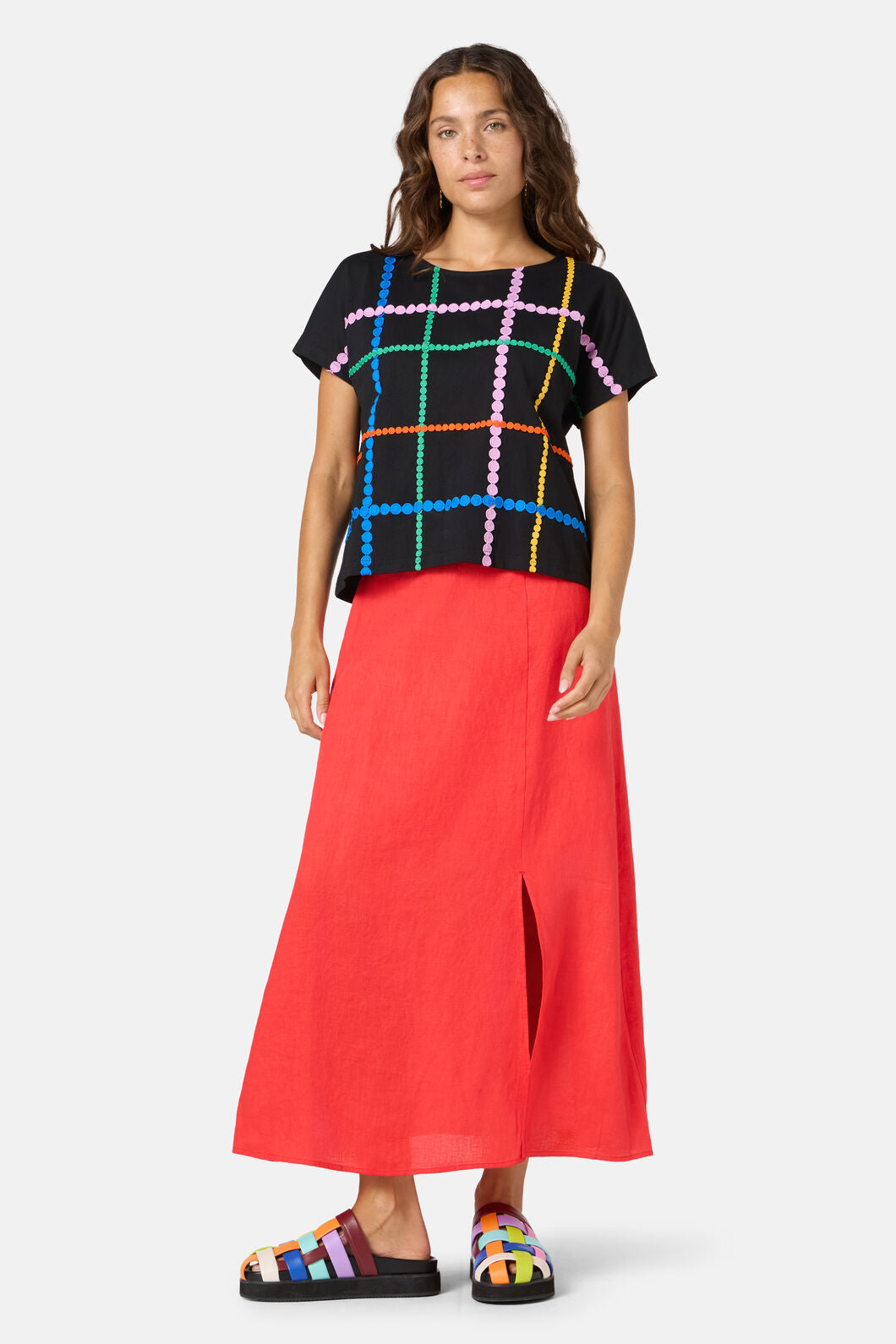 Gorman NZ - Stripe Embroidered Tee - black