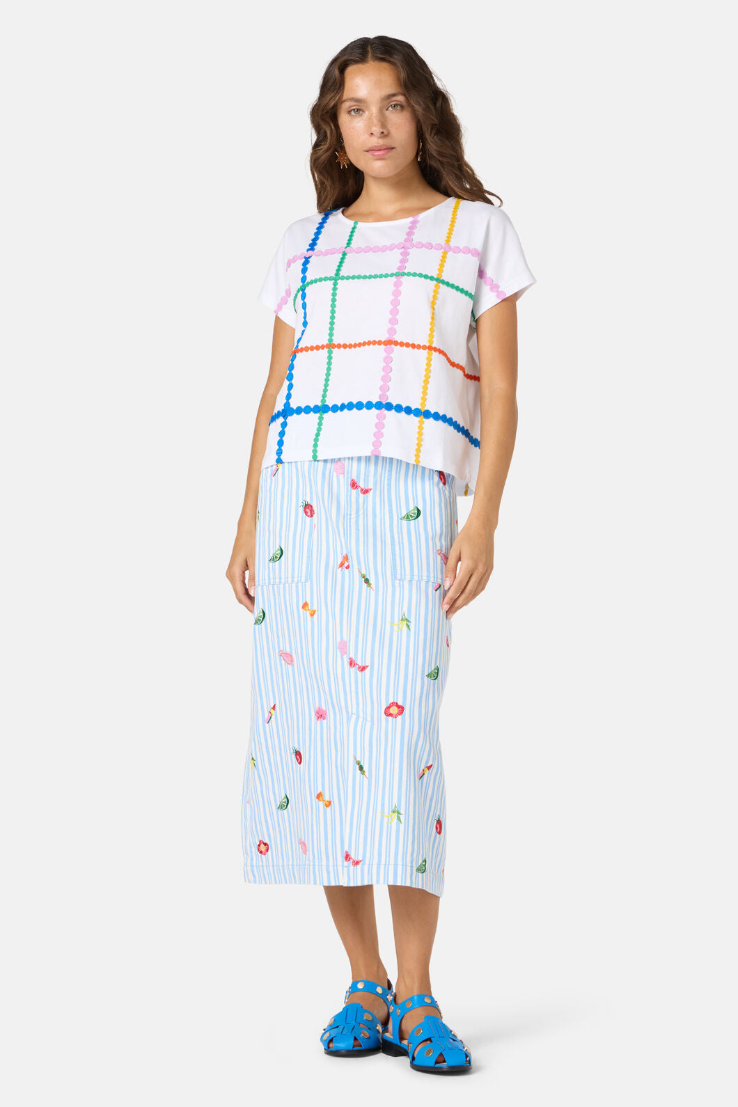 Gorman NZ - Stripe Embroidered Tee - white