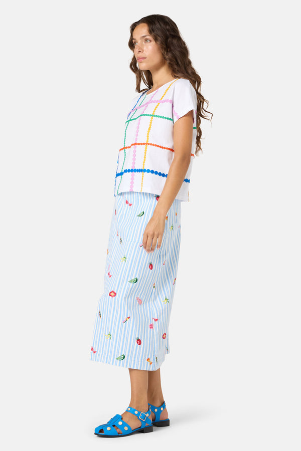 Gorman NZ - Stripe Embroidered Tee - white