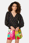 Gorman NZ - Light Show Cotton Jaquard Top - black