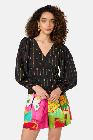Gorman NZ - Light Show Cotton Jaquard Top - black