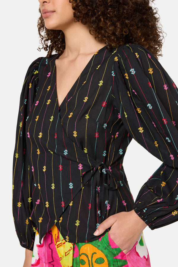 Gorman NZ - Light Show Cotton Jaquard Top - black