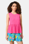 Gorman NZ - Party People Peplum Tank - fuschia