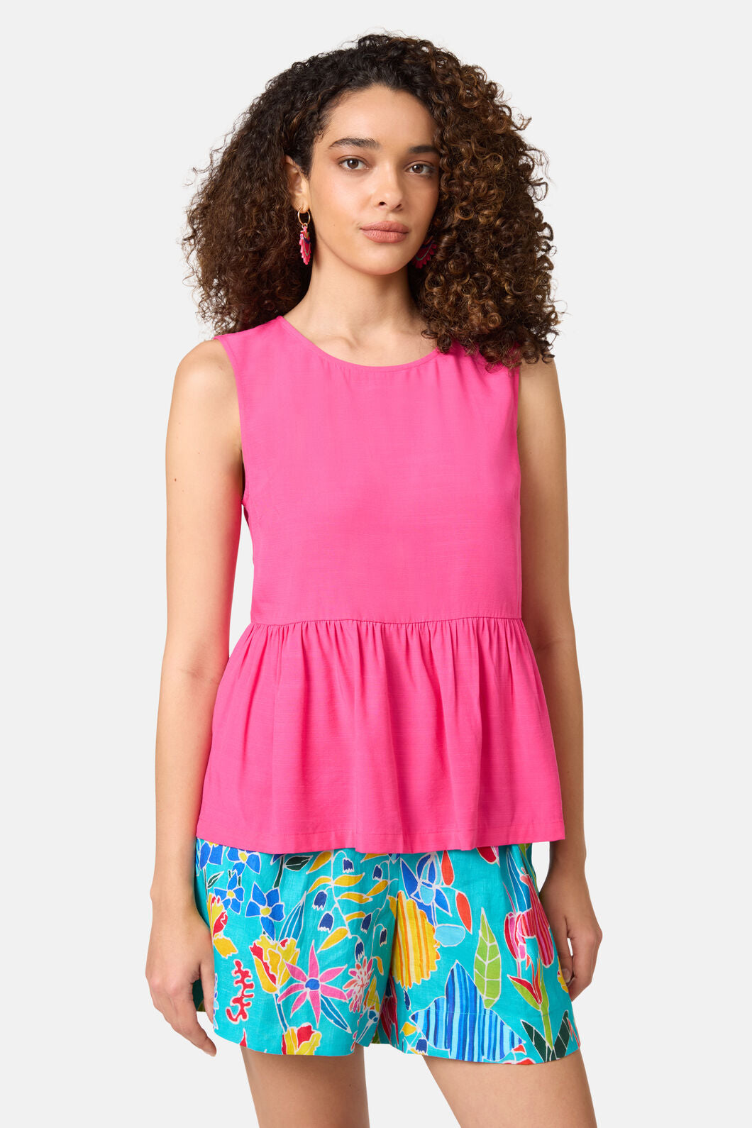 Gorman NZ - Party People Peplum Tank - fuschia
