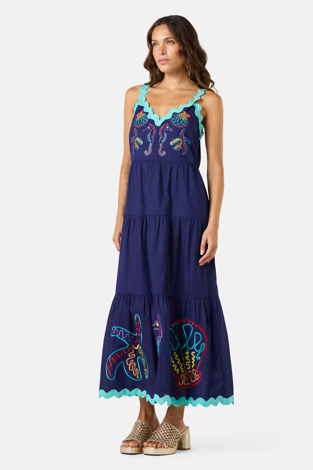Gorman NZ - Mermaid Embroidered Maxi Dress - navy