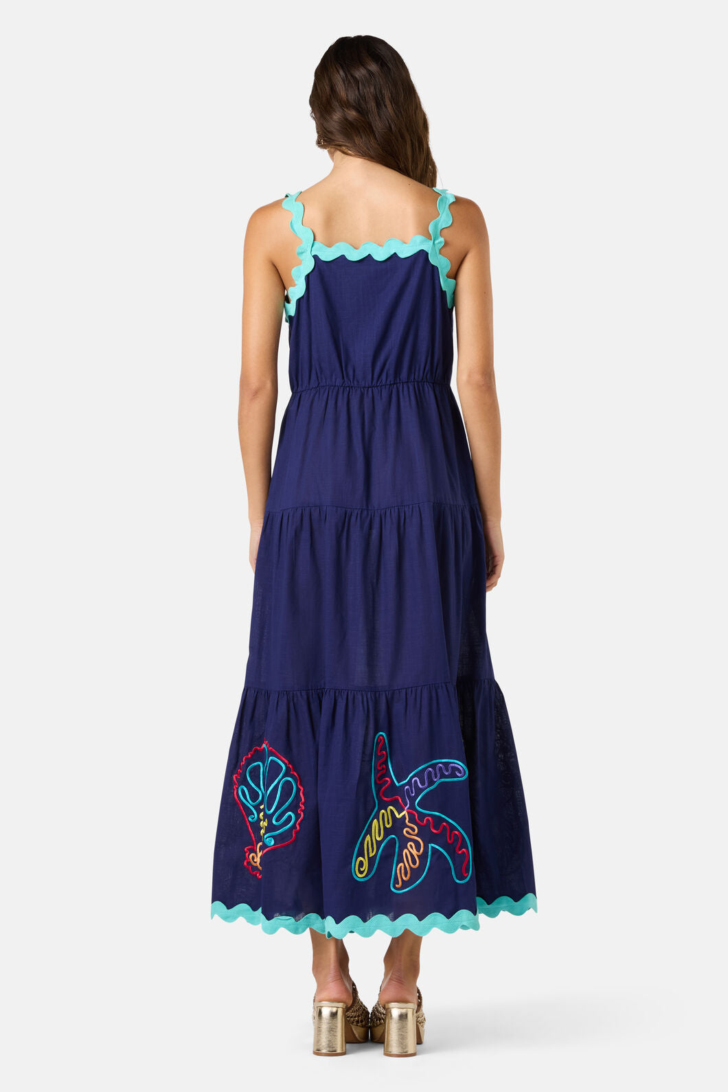 Gorman NZ - Mermaid Embroidered Maxi Dress - navy