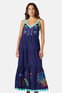 Gorman NZ - Mermaid Embroidered Maxi Dress - navy