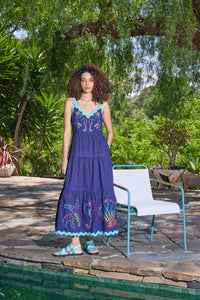 Gorman NZ - Mermaid Embroidered Maxi Dress - navy