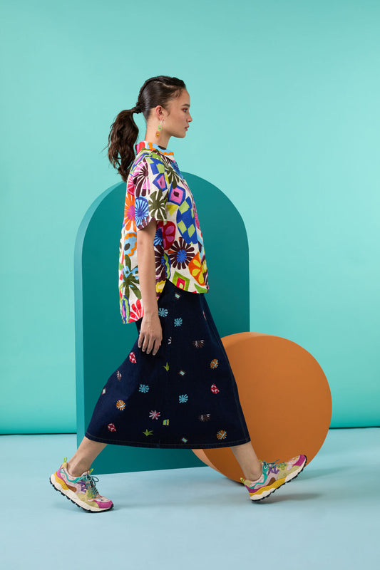 Gorman NZ - Tropic Pop Denim Skirt - indigo