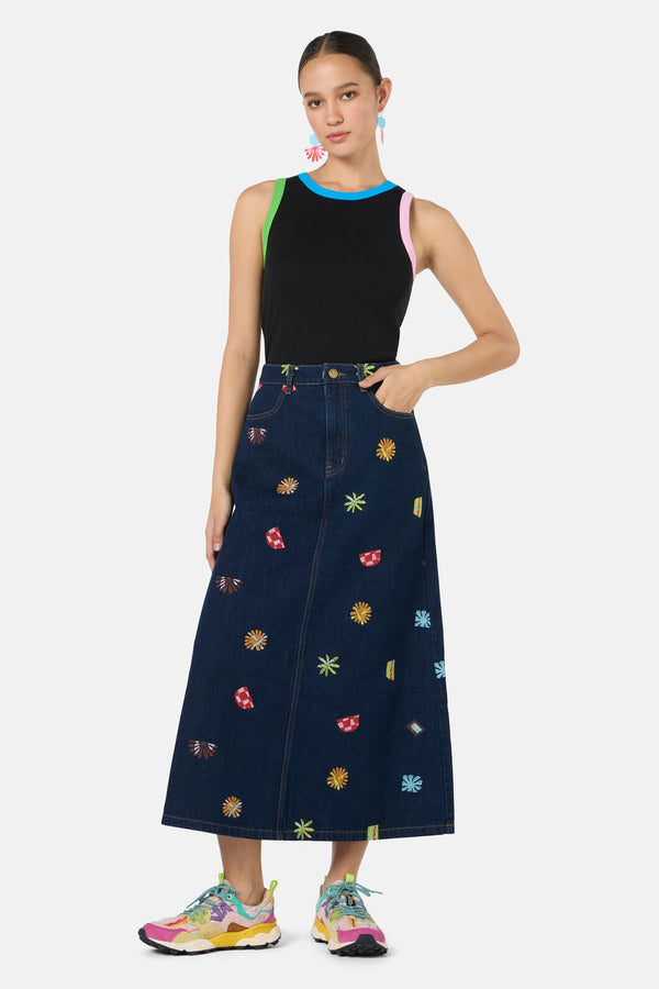 Gorman NZ - Tropic Pop Denim Skirt - indigo