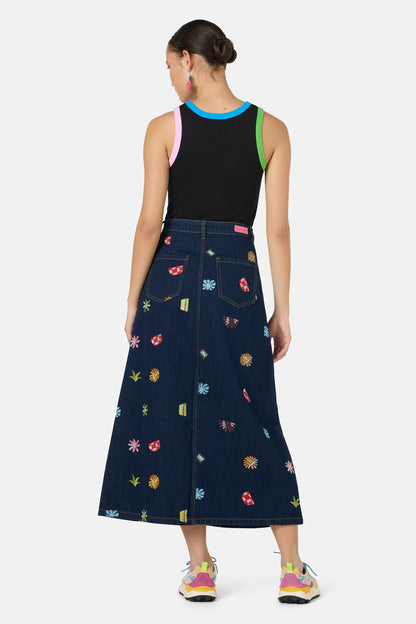 Gorman NZ - Tropic Pop Denim Skirt - indigo