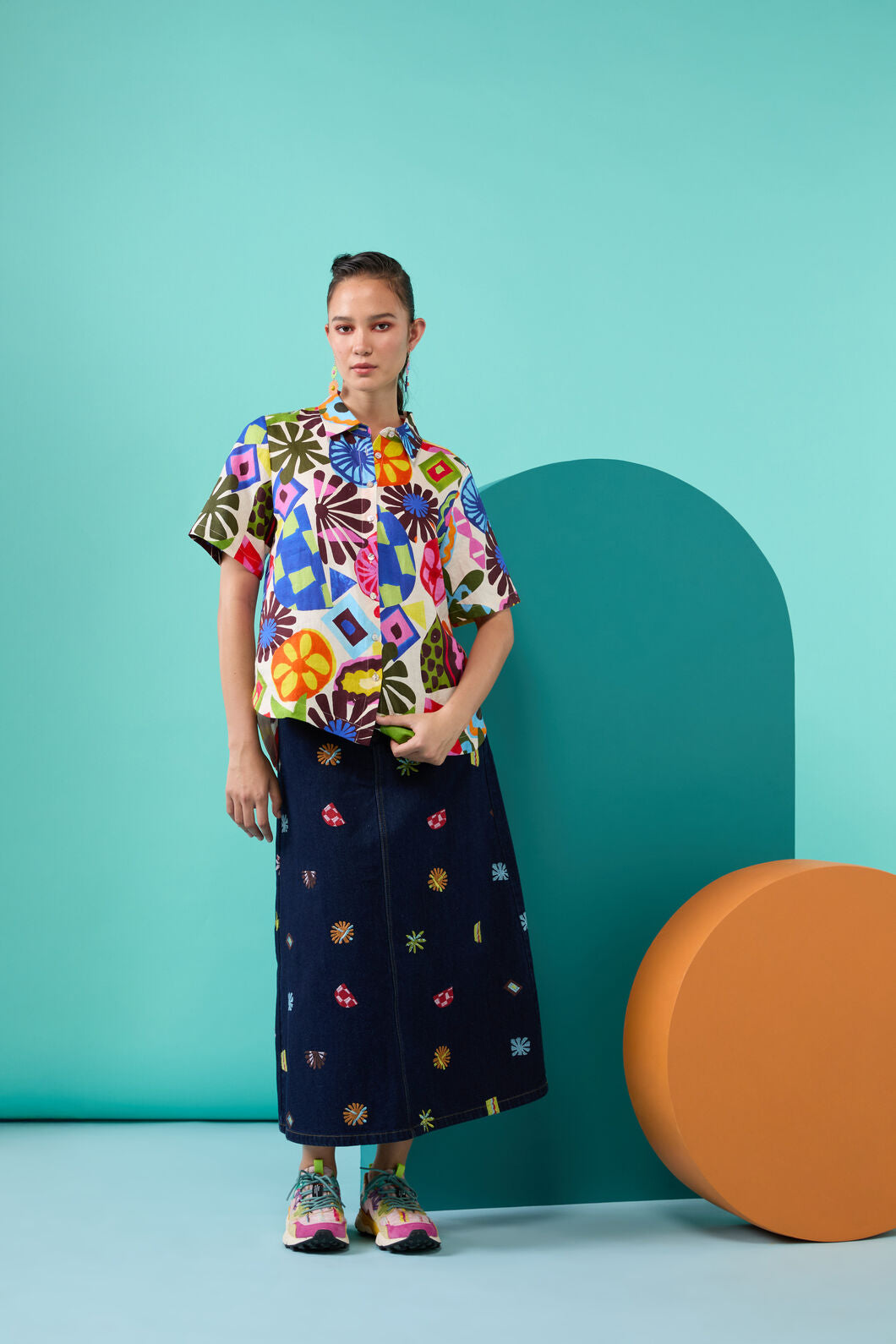 Gorman NZ - Tropic Pop Denim Skirt - indigo