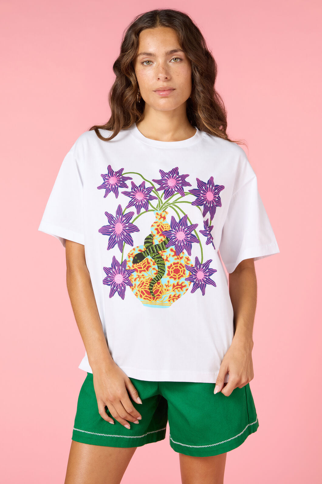 Gorman NZ - Serpent's Bloom Oversized Tee - white