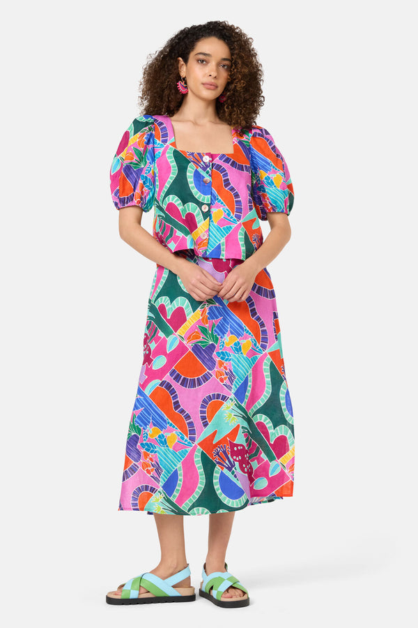 Gorman NZ - Caravan Holiday Midi Skirt - print