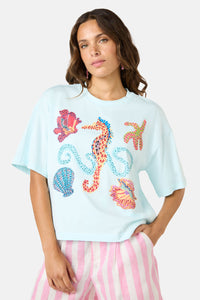 Gorman NZ - MermaidBeadedPlacemntRelaxTee - blue