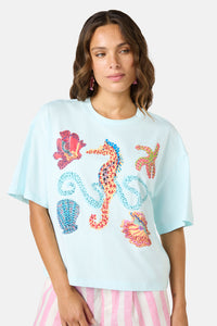 Gorman NZ - MermaidBeadedPlacemntRelaxTee - blue
