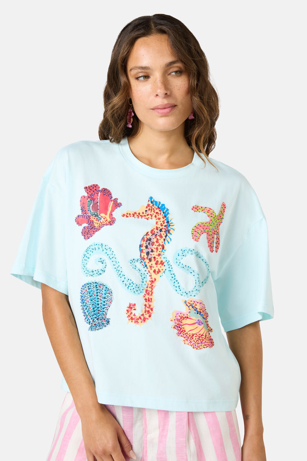 Gorman NZ - MermaidBeadedPlacemntRelaxTee - blue
