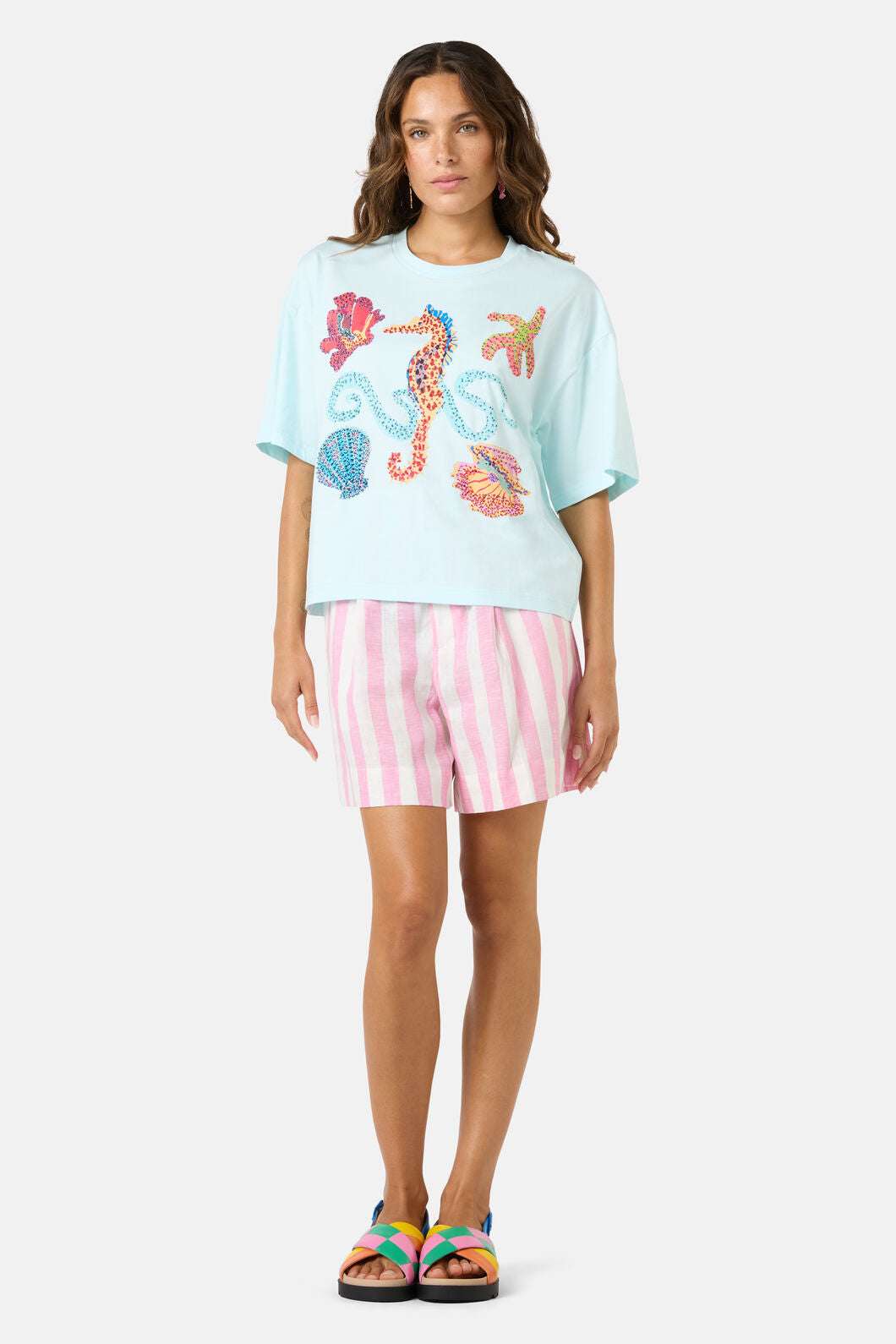 Gorman NZ - MermaidBeadedPlacemntRelaxTee - blue
