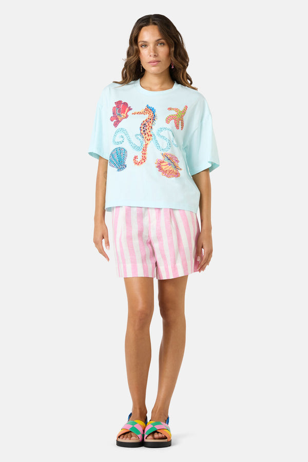 Gorman NZ - MermaidBeadedPlacemntRelaxTee - blue