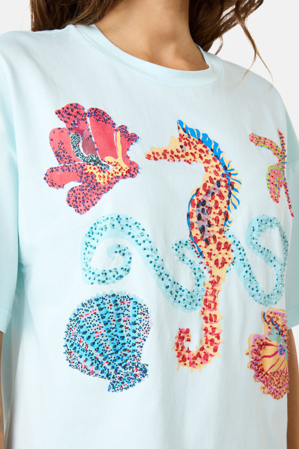 Gorman NZ - MermaidBeadedPlacemntRelaxTee - blue