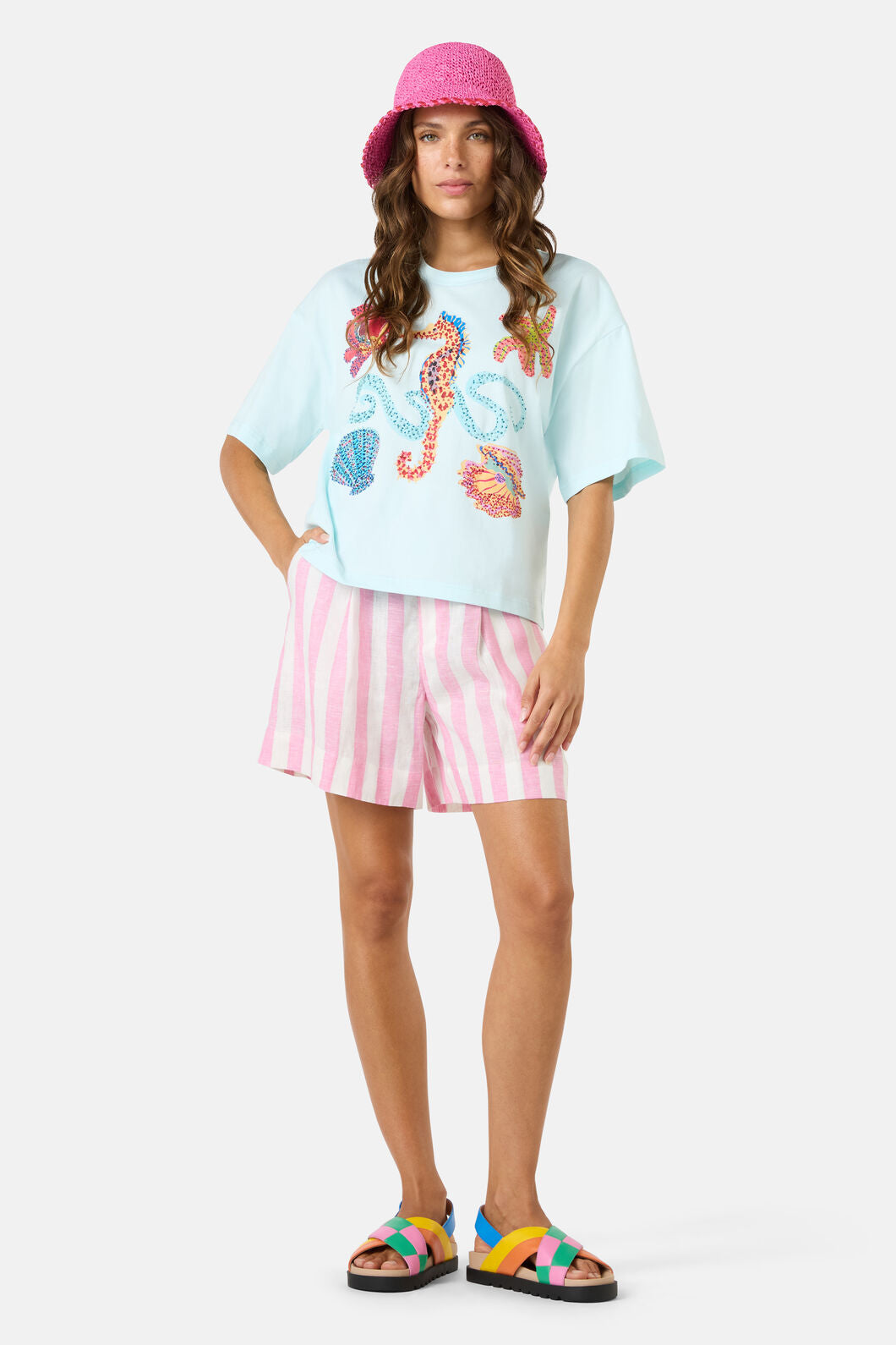 Gorman NZ - MermaidBeadedPlacemntRelaxTee - blue