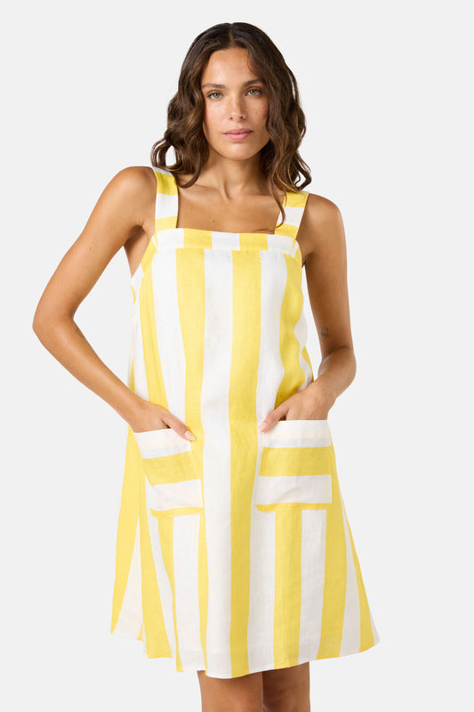 Gorman NZ - Amara Stripe Linen Dress - yellow