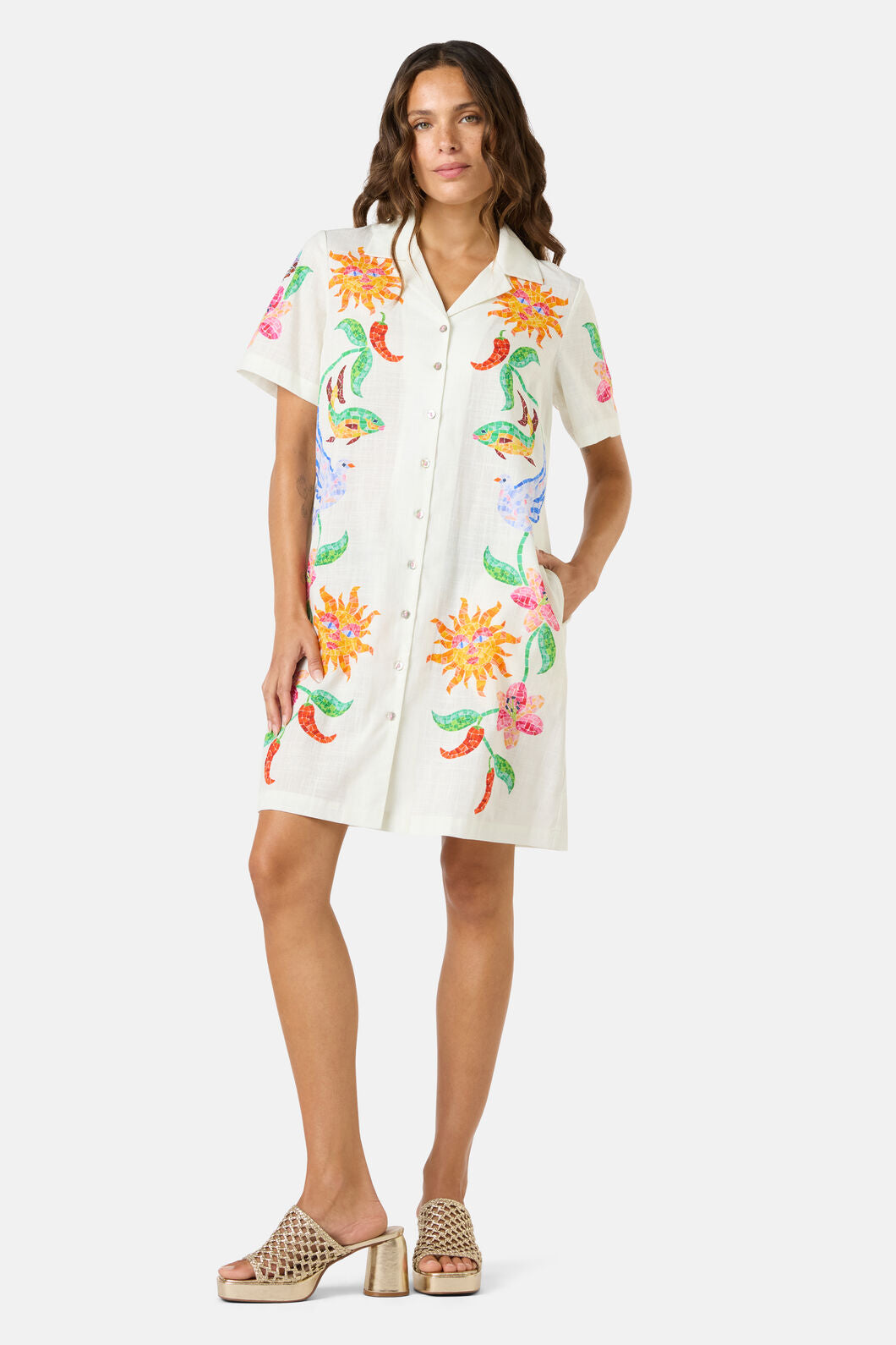 Gorman NZ - Mosaic Mile Cotton Shirt Dress - print