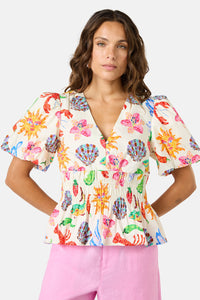 Gorman NZ - Mosaic Mile Poplin Top - print