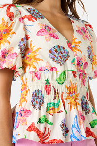 Gorman NZ - Mosaic Mile Poplin Top - print
