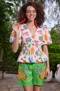 Gorman NZ - Mosaic Mile Poplin Top - print