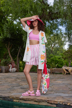 Gorman NZ - Amara Stripe Linen Short - pink