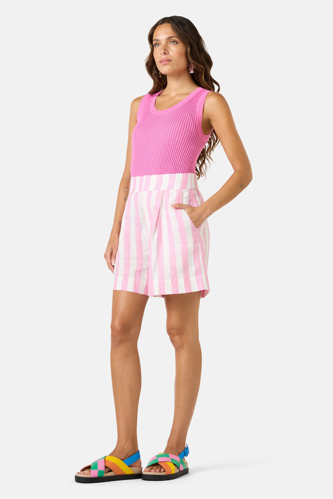 Gorman NZ - Amara Stripe Linen Short - pink