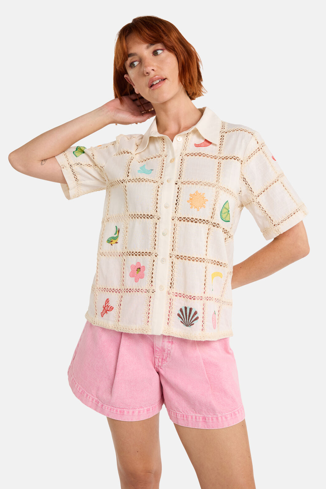 Gorman NZ - Mosaic Mile Embroidered Shirt - cream