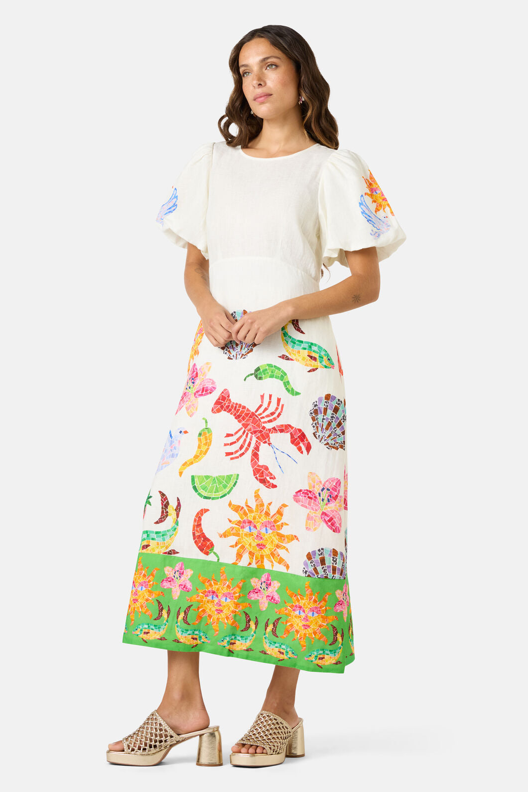 Gorman NZ - Mosaic Mile Linen Long Dress - print