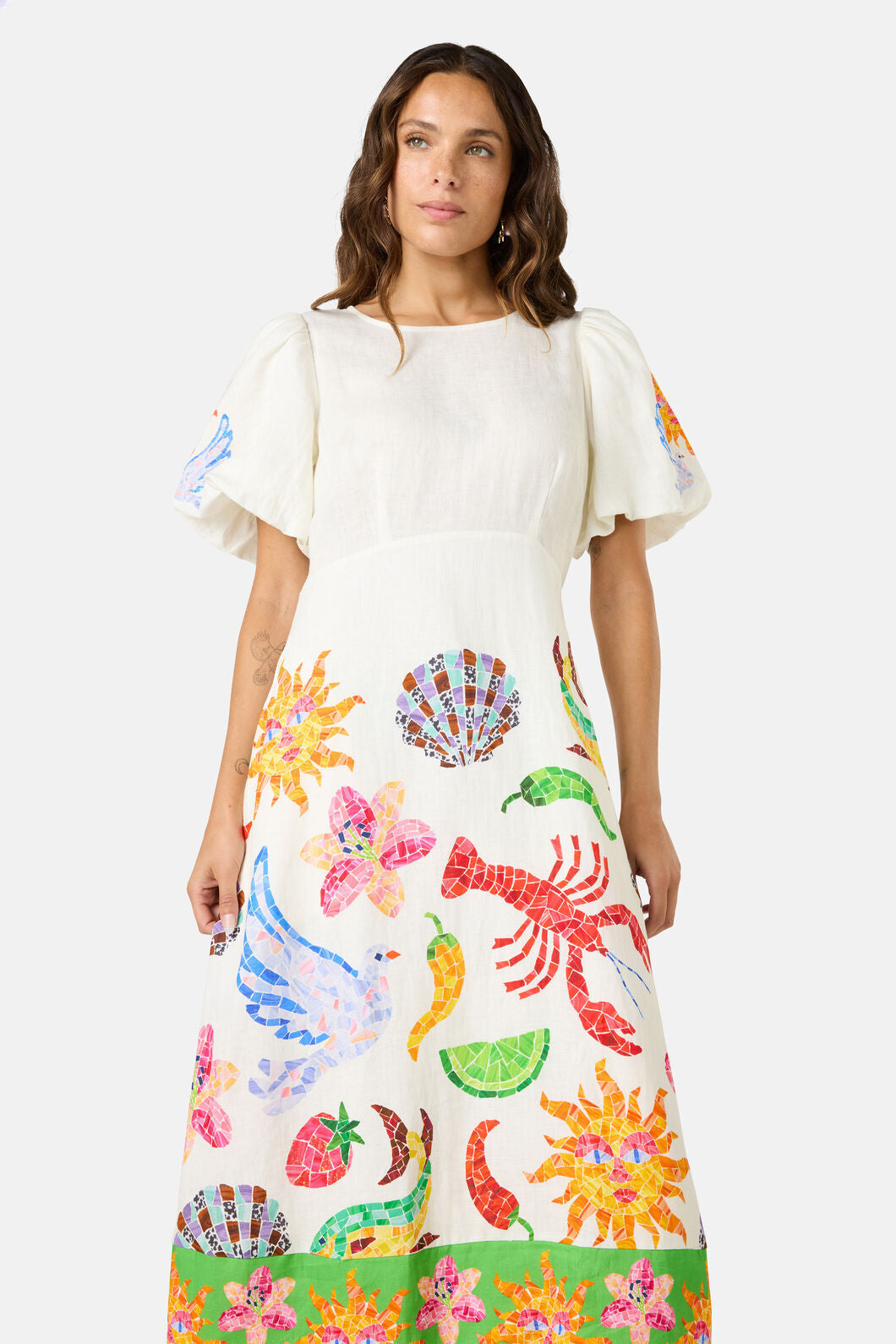 Gorman NZ - Mosaic Mile Linen Long Dress - print