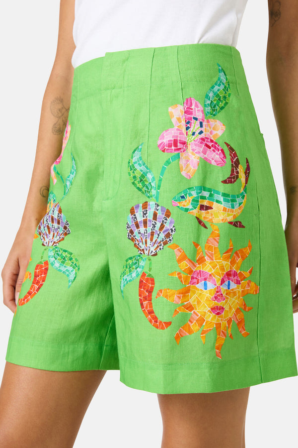 Gorman NZ - Mosaic Mile Linen Short - print