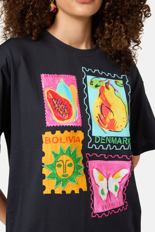Gorman NZ - Pen Pals Organic Cotton OS Tee - black