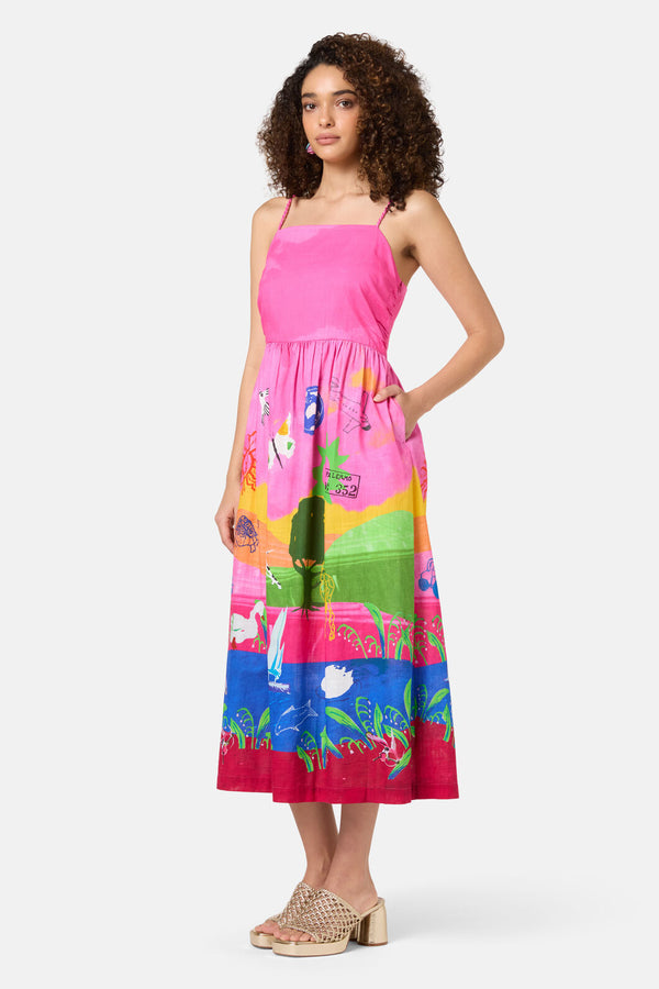 Gorman NZ - Pen Pals Placement Long Dress - print