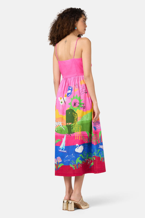 Gorman NZ - Pen Pals Placement Long Dress - print