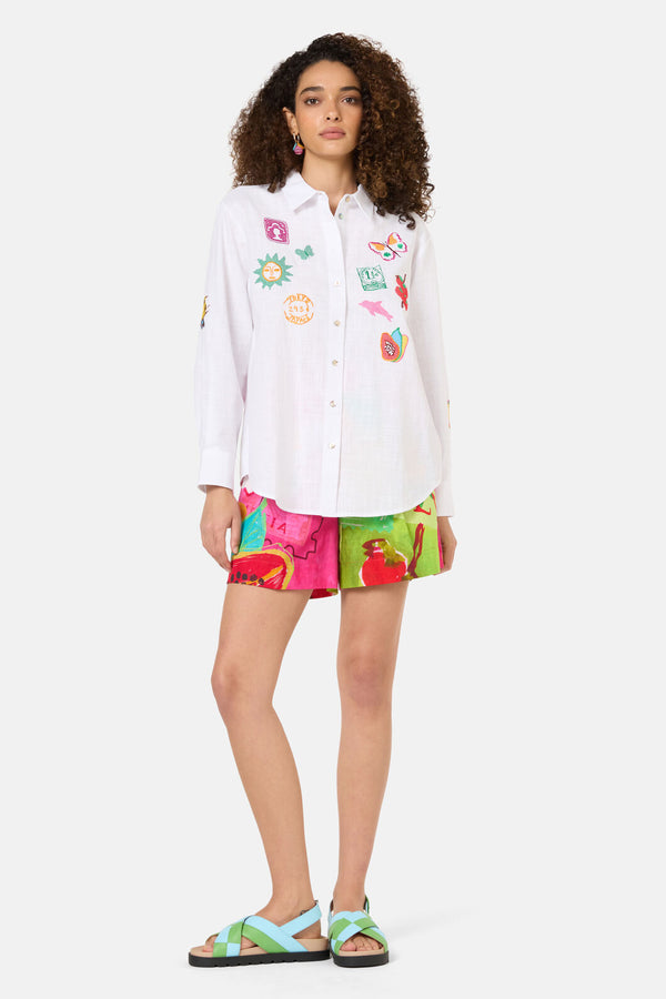 Gorman NZ - Pen Pals Embroidered Shirt - white