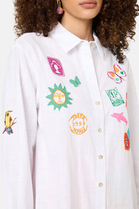 Gorman NZ - Pen Pals Embroidered Shirt - white