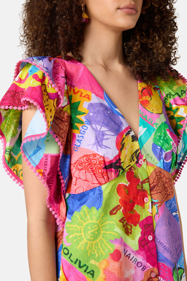Gorman NZ - Pen Pals Organic Smock Dress - print