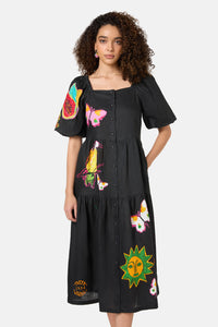 Gorman NZ - Pen Pals Tiered Linen Dress - print