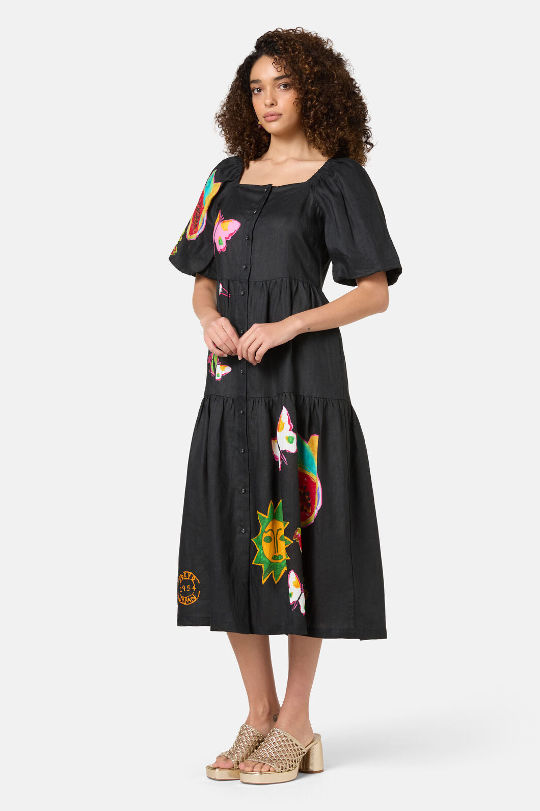 Gorman NZ - Pen Pals Tiered Linen Dress - print