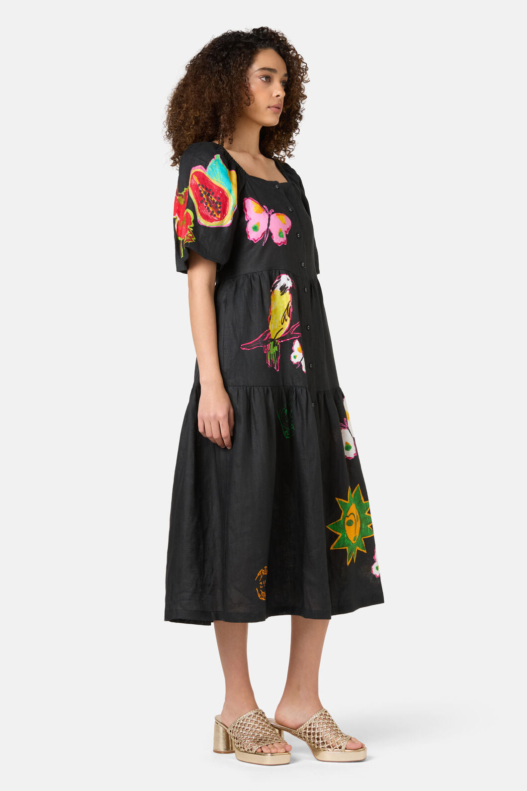 Gorman NZ - Pen Pals Tiered Linen Dress - print