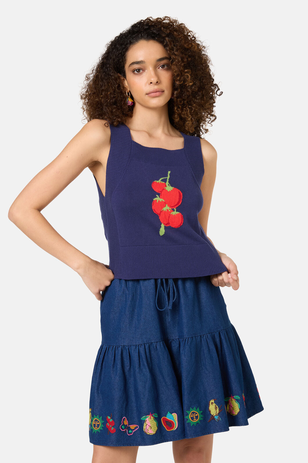 Gorman NZ - Postcards Organic Knit Tank - navy