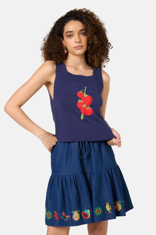Gorman NZ - Postcards Organic Knit Tank - navy