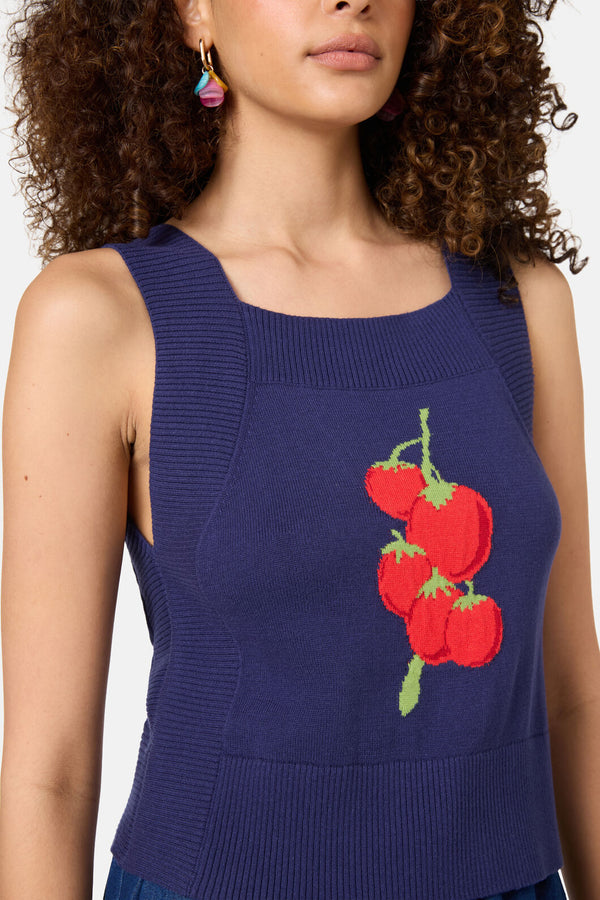 Gorman NZ - Postcards Organic Knit Tank - navy